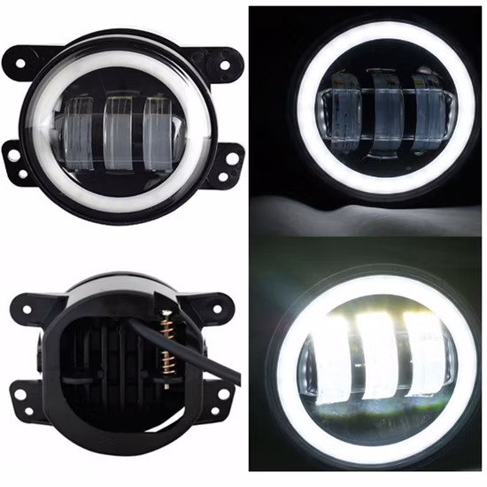 Ensemble de phares antibrouillard LED de 4 pouces avec anneau halo, clignotant DRL, Compatible avec 07