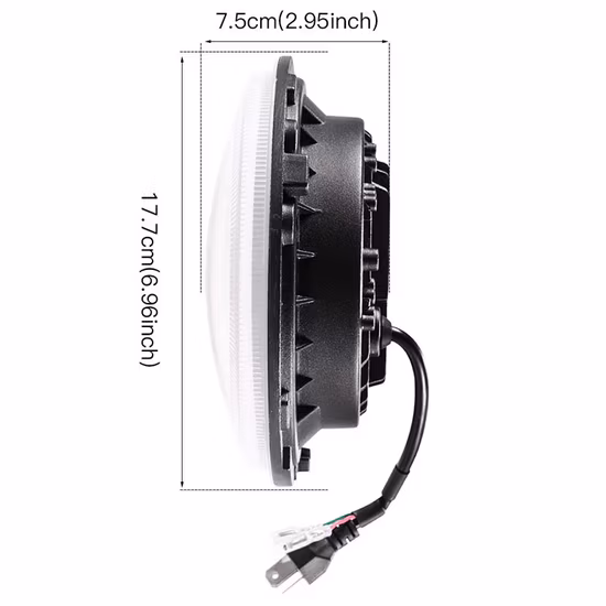 Phare LED rond à faisceau Hi/Lo de 7 pouces, 40W, pour moto Harley Jeep